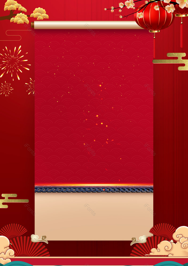 红色中国风复古新年节日创意背景,插画/手绘图,插画/手绘图库,插画/手绘图下载,插画/手绘